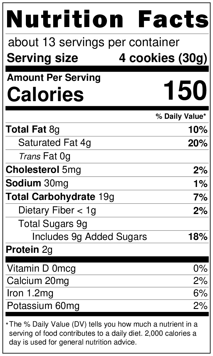 Original Nutrition Label