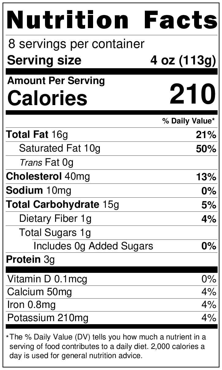 Original Nutrition Label