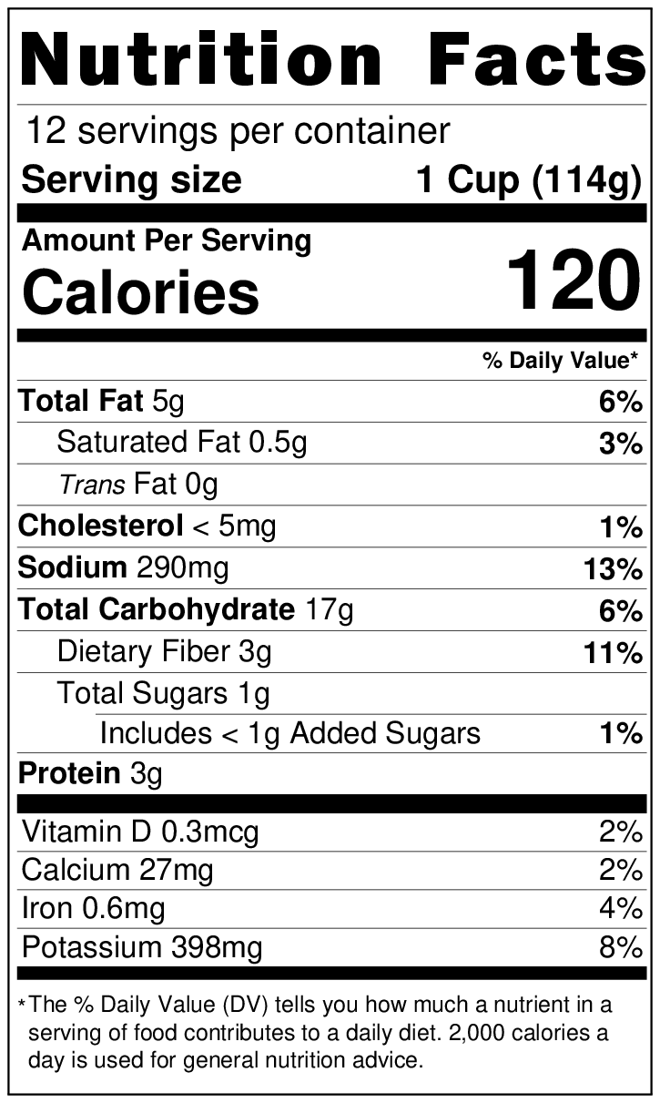 Original Nutrition Label