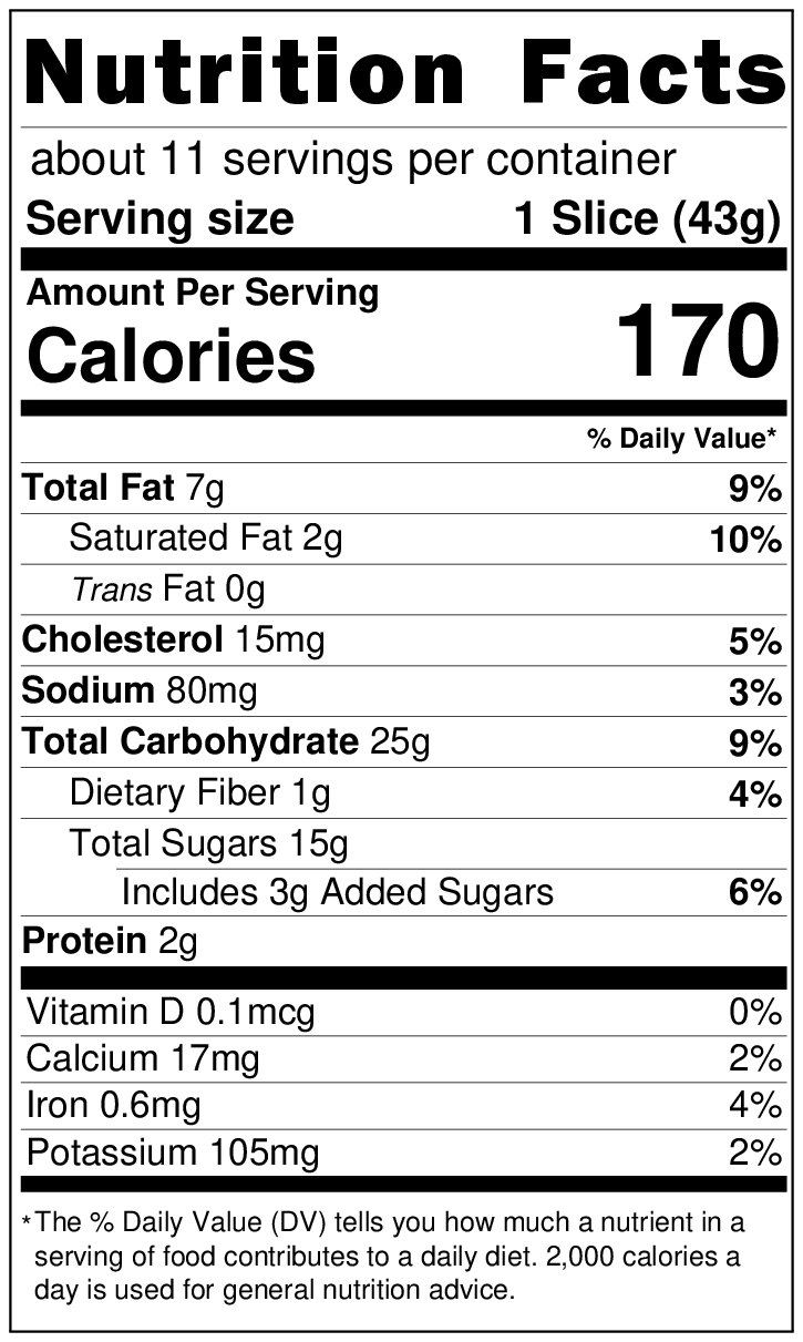 Original Nutrition Label