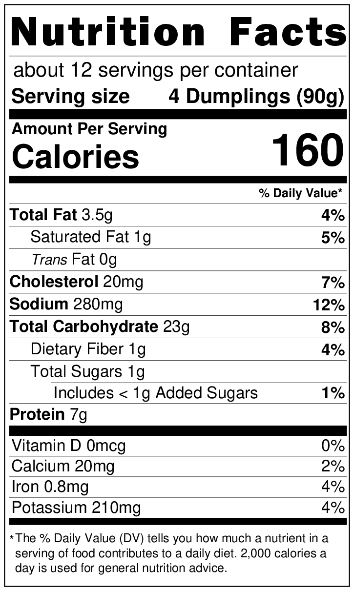 Original Nutrition Label