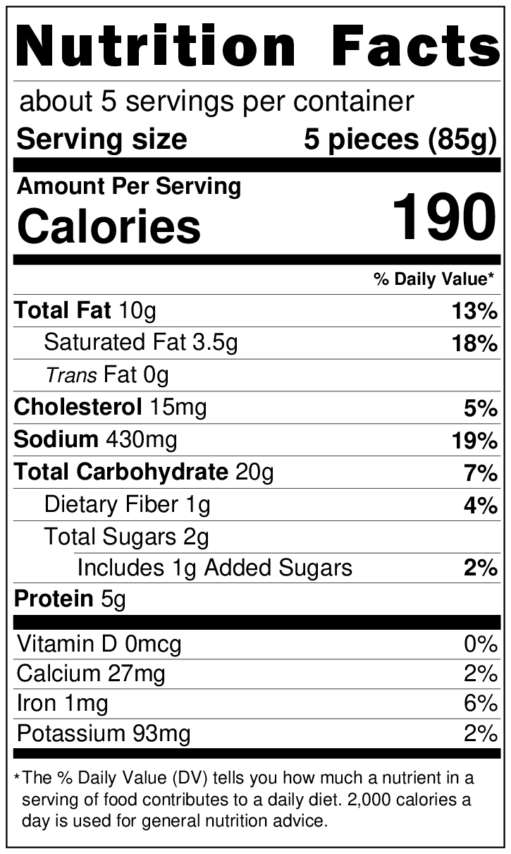 Original Nutrition Label