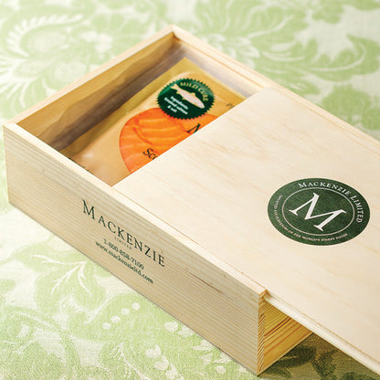 Mackenzie Scottish Smoked Salmon, Six 4 oz. Packs, Wooden Gift Crate