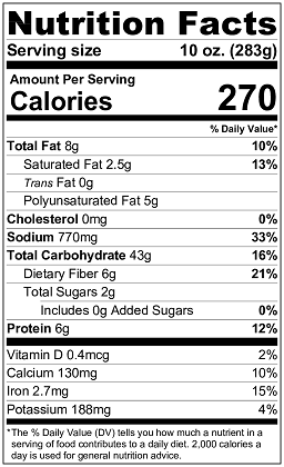 Original Nutrition Label