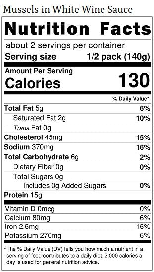 Original Nutrition Label