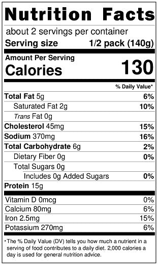 Original Nutrition Label