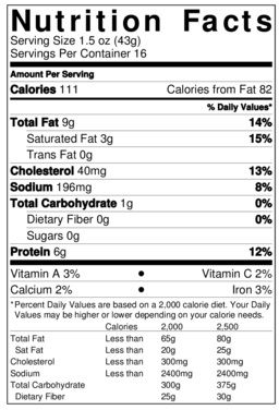 Original Nutrition Label