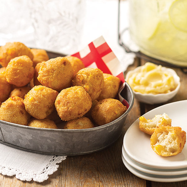 and Sweet Corn Hush Puppies (from left to right)