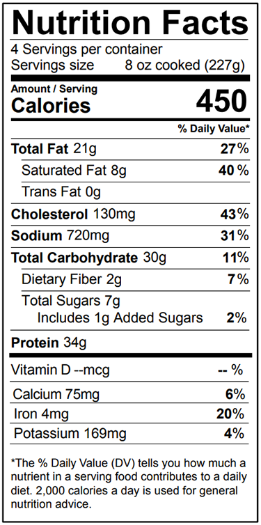 Old Nutrition Label
