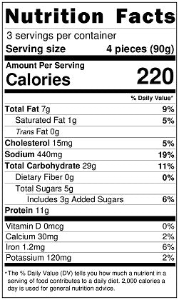 Old Nutrition Label