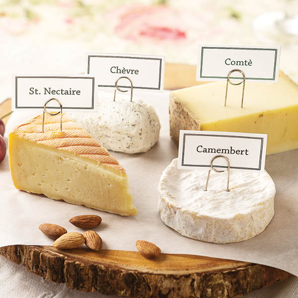 French Cheese Collection, featuring Comte cheese, Saint-Nectaire cheese, Camembert cheese, and Garlic & Herb Goat Cheese.