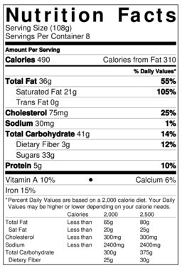 Original Nutrition Label