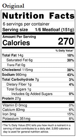 Old Nutrition Label