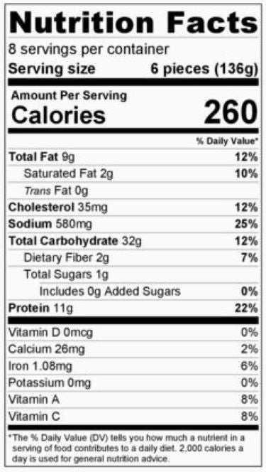 Old Nutrition Label